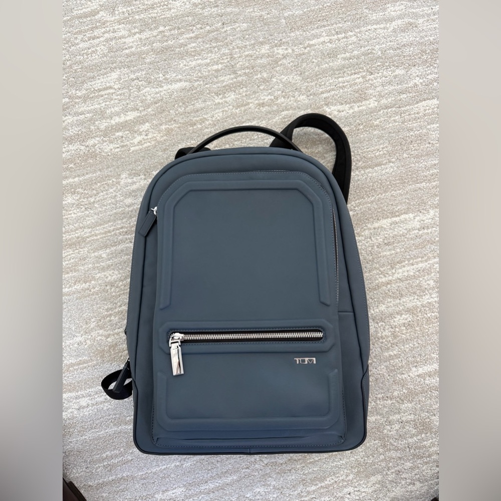 NWOT Tumi Harrison Bradner IV Leather Backpack in Pavement Bomb - Picture 7 of 15
